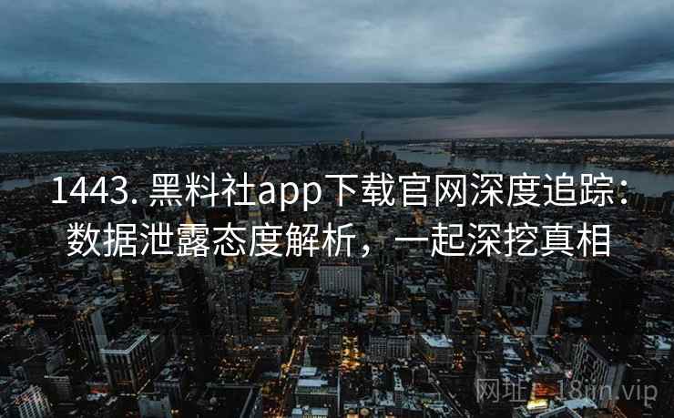 1443. 黑料社app下载官网深度追踪:数据泄露态度解析,一起深挖真相